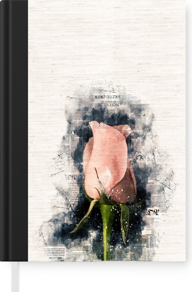 MuchoWow Notizbuch Tagebuch Haushaltsbuch Notebook A5 Rosa Blume mit abstraktem Leuchten - Notizblock - Notizheft - Notebook - Schreibblock - Papier