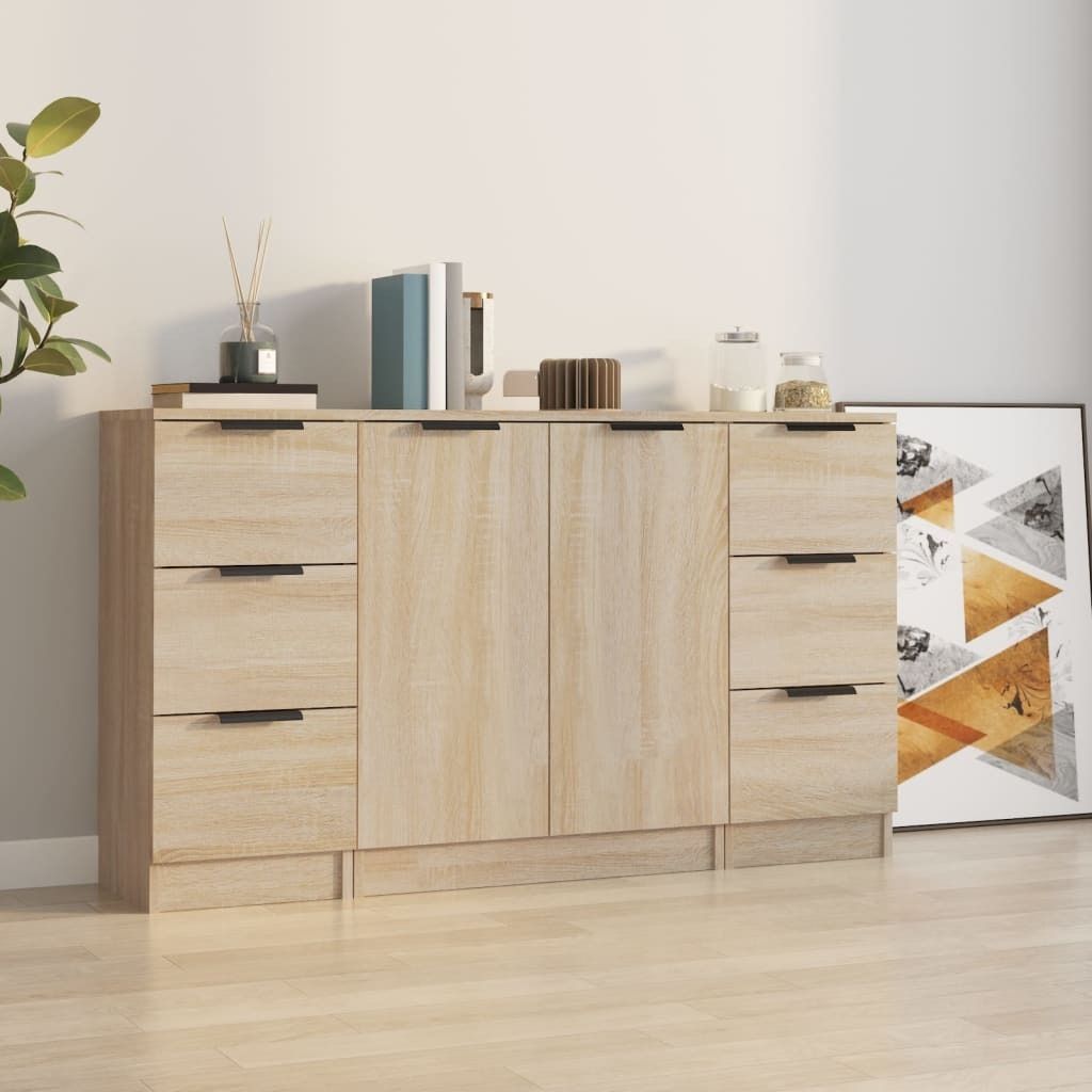 Maison Exclusive - Sideboards 3 Stk. Sonoma-Eiche Holzwerkstoff
