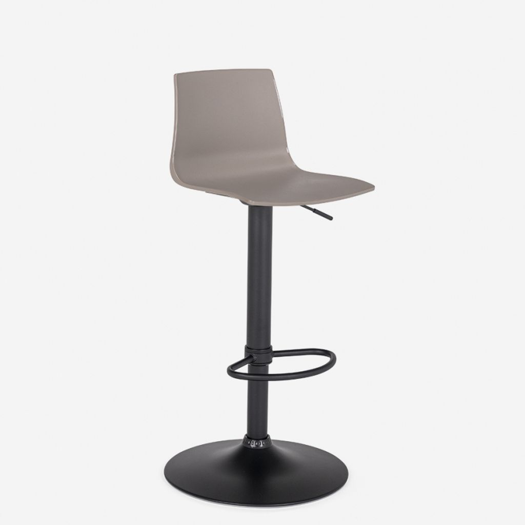 Design-Küchenbarhocker mit verstellbarem mattschwarzem Fuß Grand Soleil Imola Matt - Beige Jute