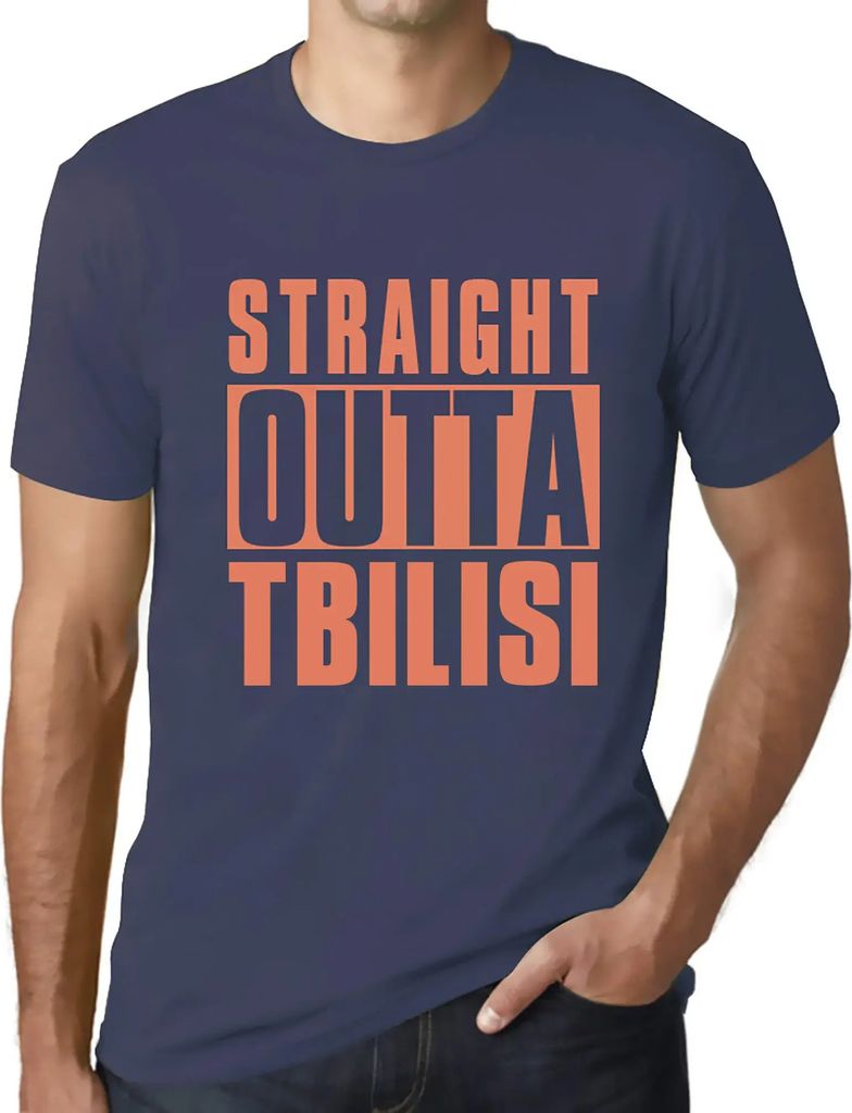 Herren Grafik T-Shirt Straight Outta Tbilisi Öko-Verantwortlich Vintage Jahrgang Kurzarm Lustige Druck Geburtstag Geschenk Mann