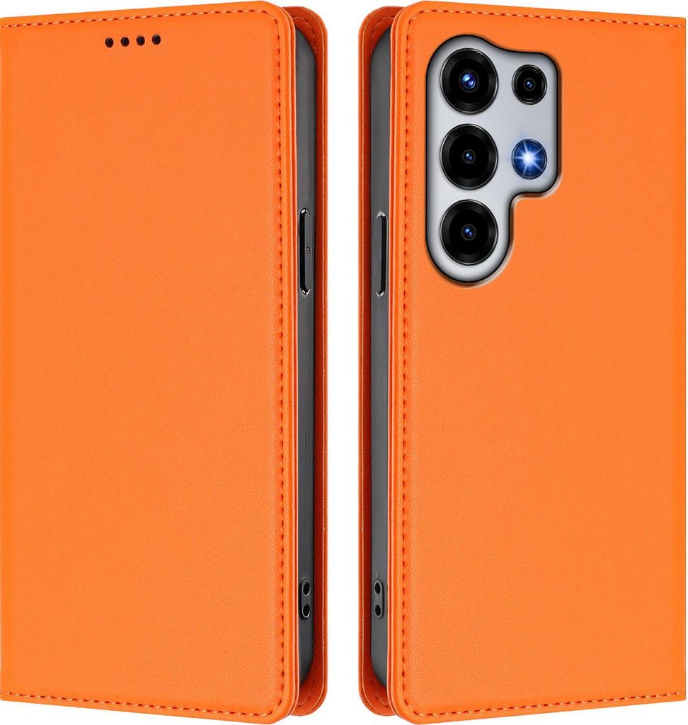 Handyhülle für itel Super 26 Ultra, Kunstleder Klapphülle Stoßfeste Magnetische Hülle mit Ständer Orange