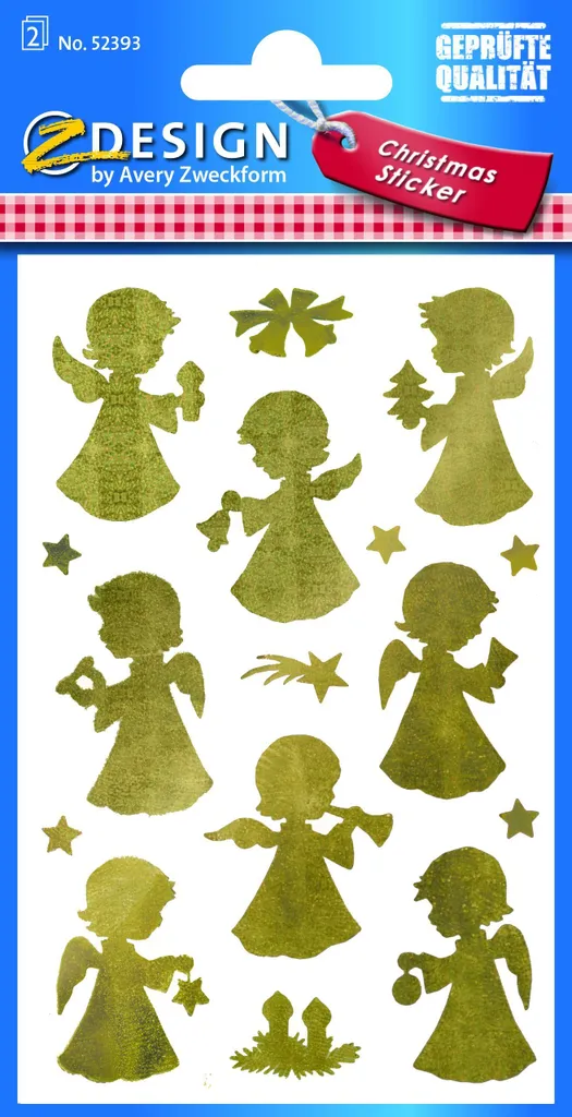 Autocollants Ange d'Or - Sticker Décoration de Noël Avery ZDesign Or