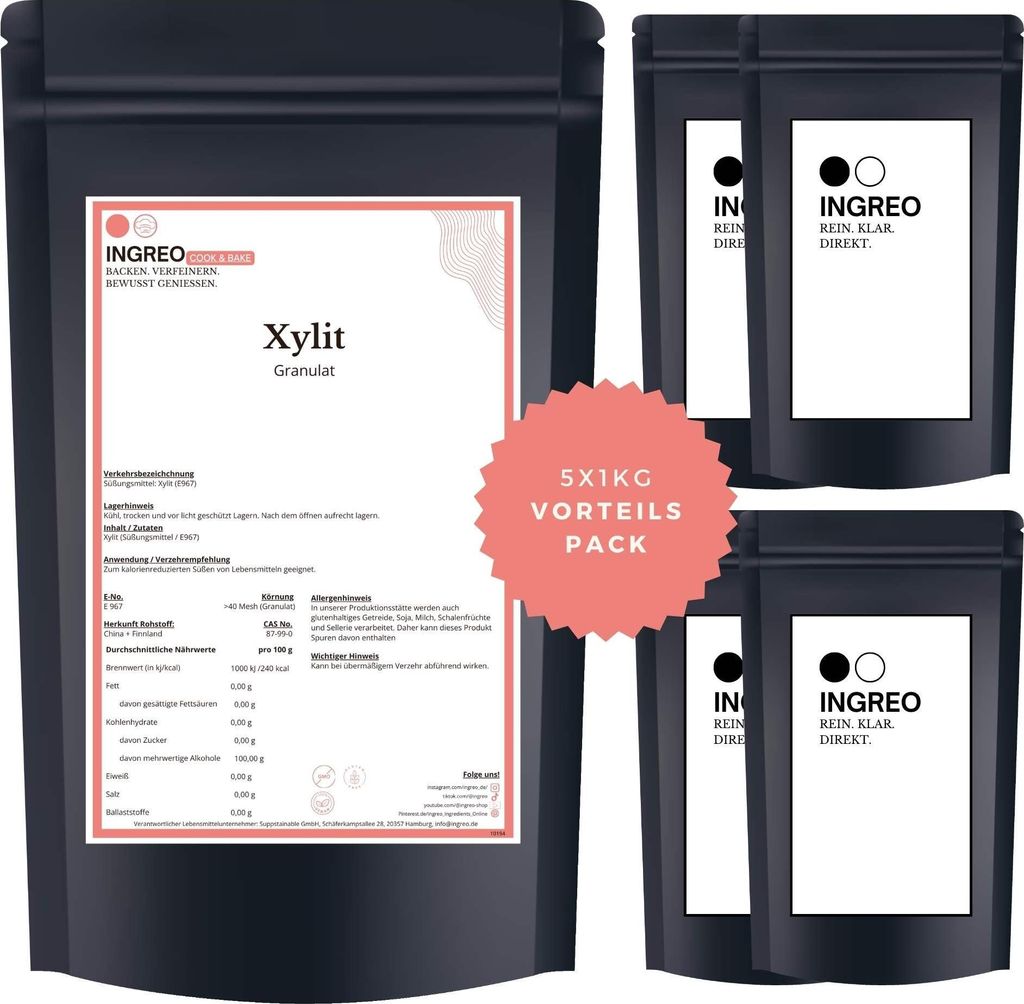 Xylit  Granulat (<40 Mesh) – 5kg (5X1kg) Produktbild 