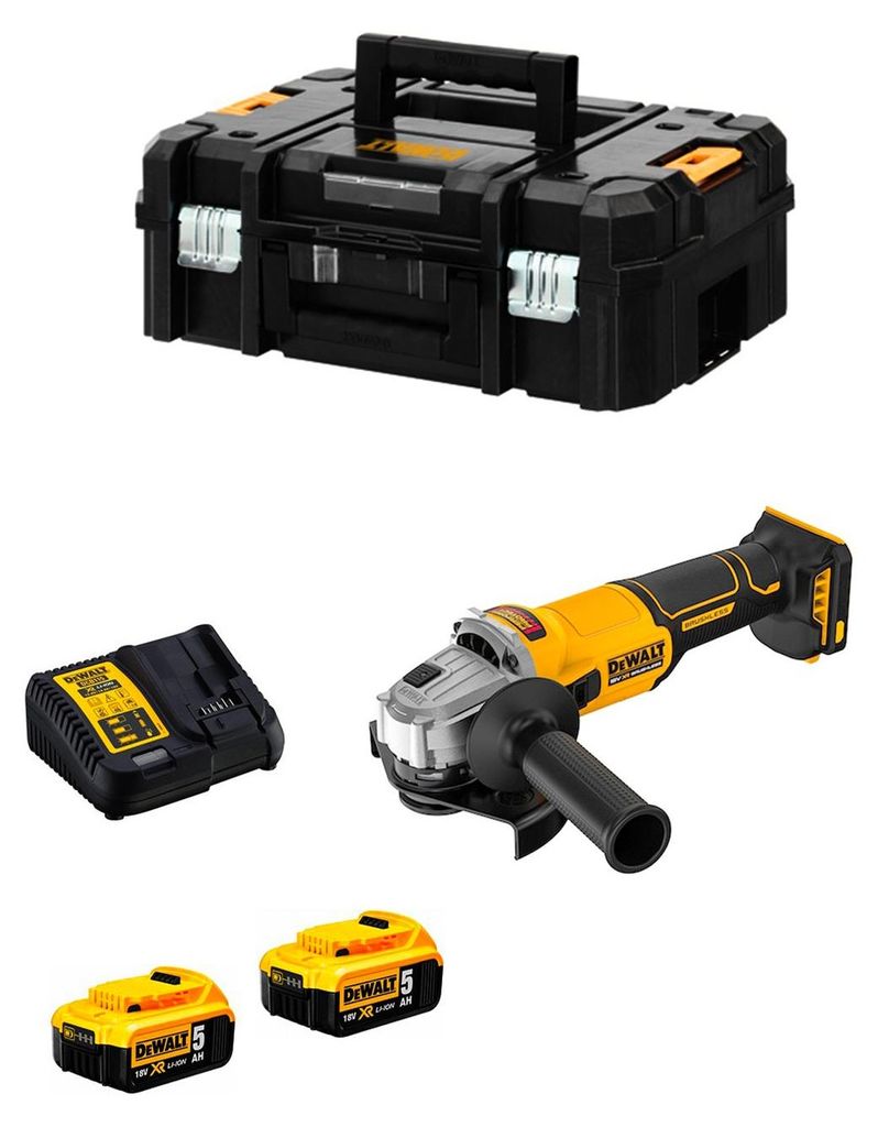 Mini-Winkelschleifer DeWALT DCG407P2T (2 x 5,0 Ah + DCB1104 + TSTAK II)