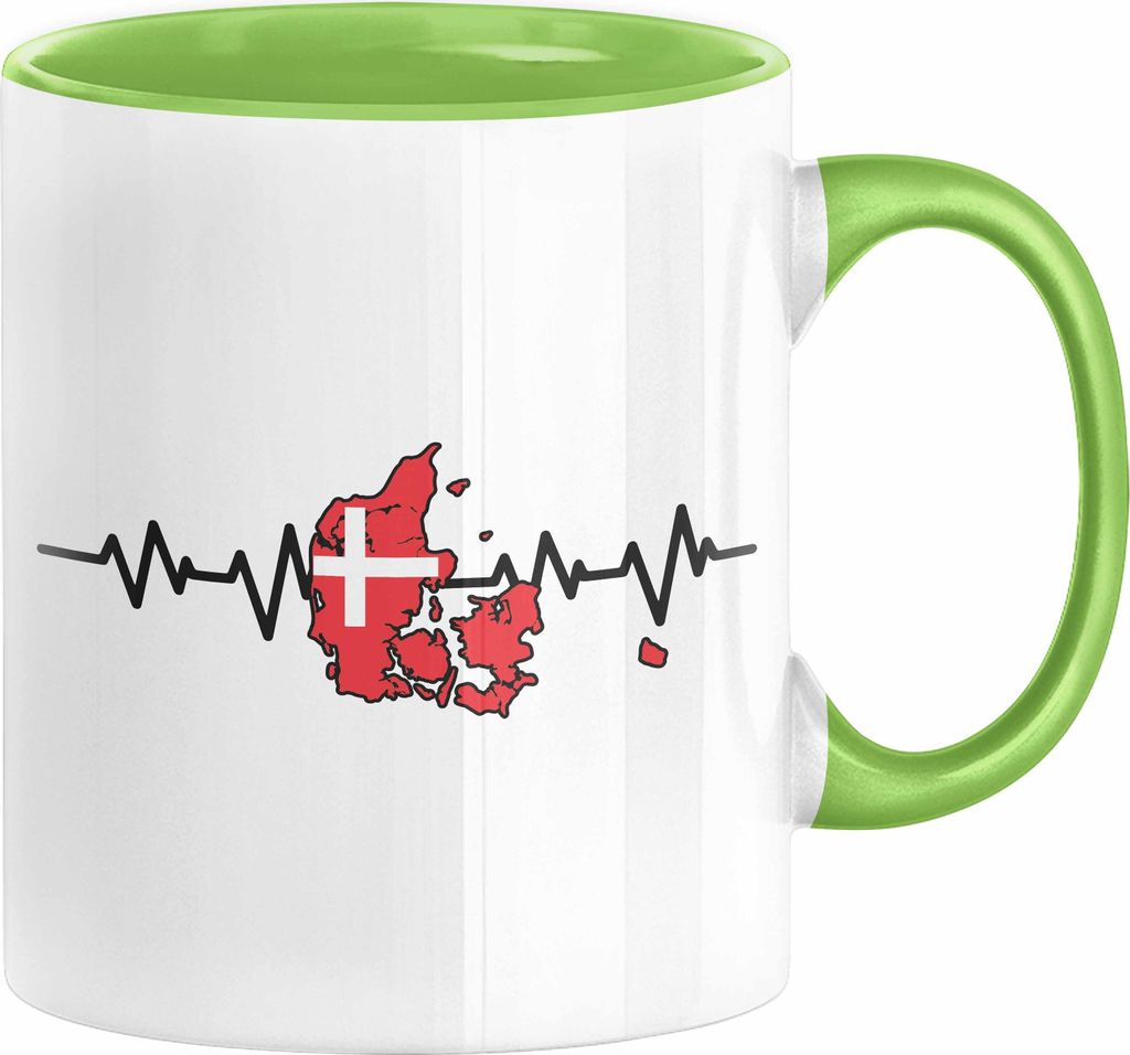Dänische Flagge Geschenk Tasse Herzschlag Dänemark Urlau Geschenkidee (Grün)