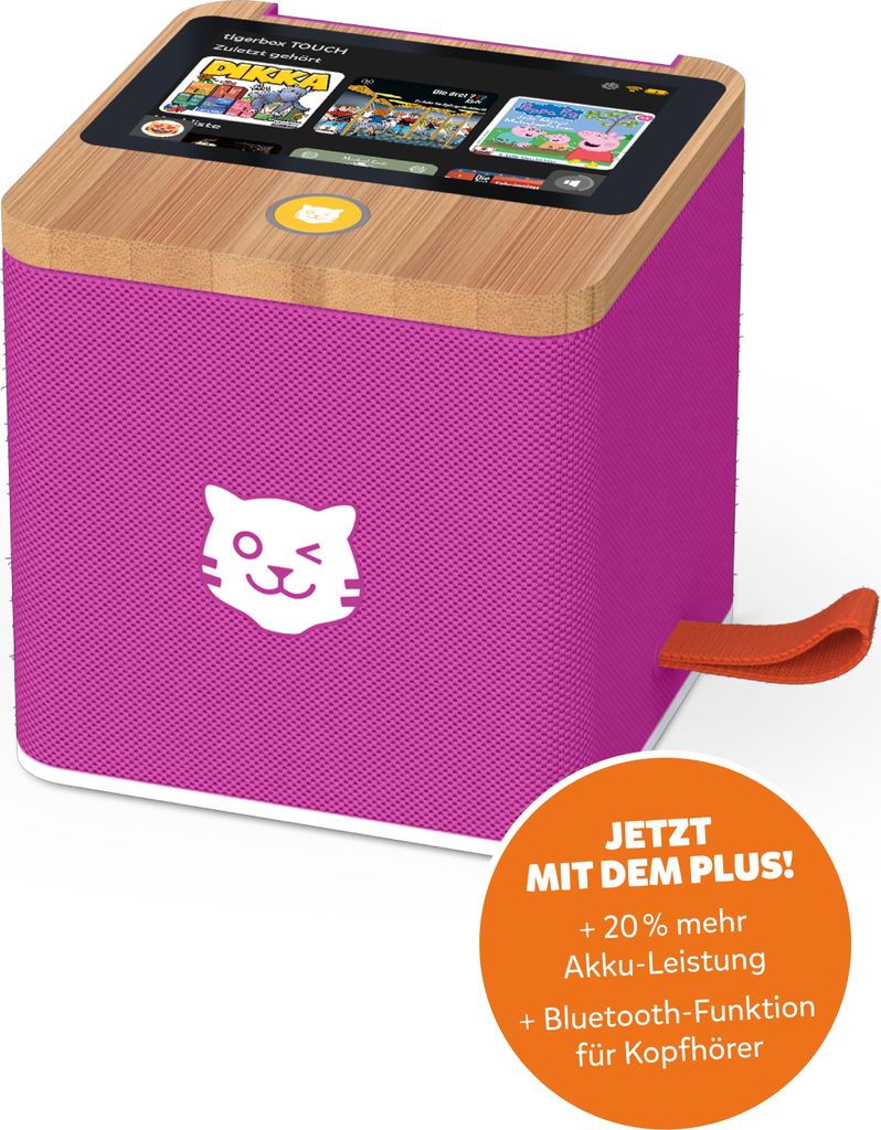 tigermedia tigerbox Touch Plus lila mit extra Langer Akkulaufzeit und Bluetooth Kopfhöreranschluss, Musikbox, Stereo, Sandmännchen, Eiskönigin, ...