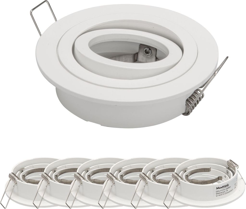 6x Einbaurahmen MR16 SET Mattweiß 648-MA Ø75 mm IP20