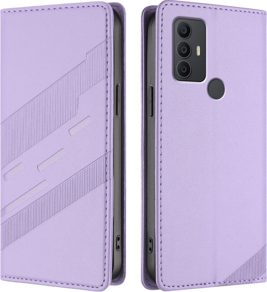 Hülle für TCL 305/TCL 306/TCL 30SE, Kunstleder Brieftaschen Handyhülle mit Kartenfach und Standfunktion Violett