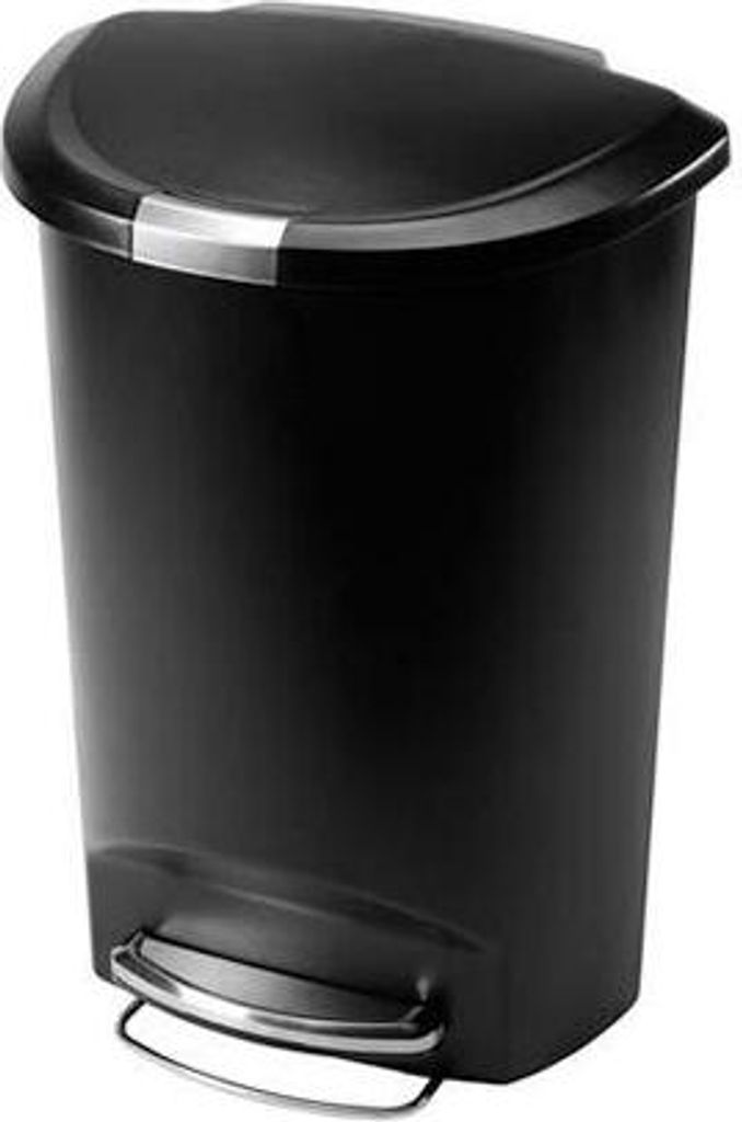 simplehuman 50 Liter halbrunder Treteimer, schwarzer Kunststoff - 12,1x12,1x47 cm; CW1355
