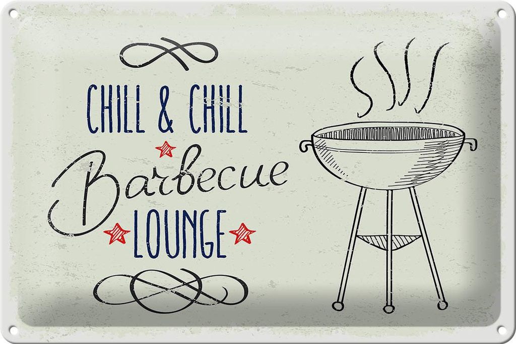 Blechschild  Chill & Chill Barbecue Lounge, 30x20 cm, Produktbild 