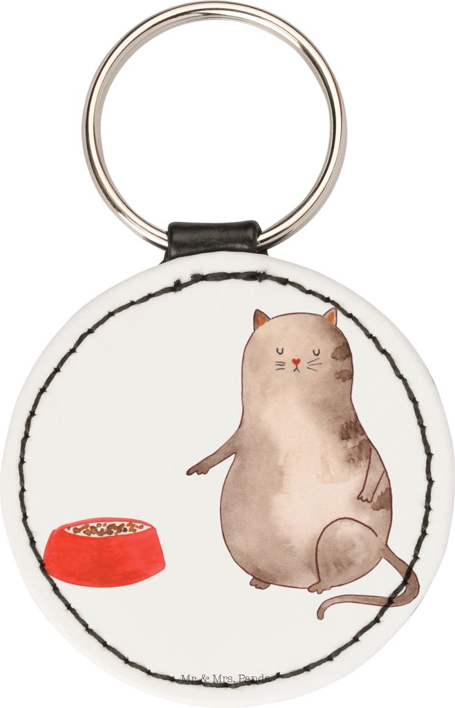 Mr. & Mrs. Panda Schlüsselanhänger Katze Fressen - Weiß - Geschenk, Taschenanhänger, anhänger schlüssel, Taschenbaumler, mini
