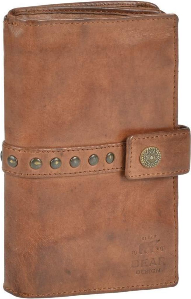 Bear Design Portemonnaie Damen Geldbörse Leder 10x15cm Geldbeutel Cow Lavato cognac CL15087-cognac