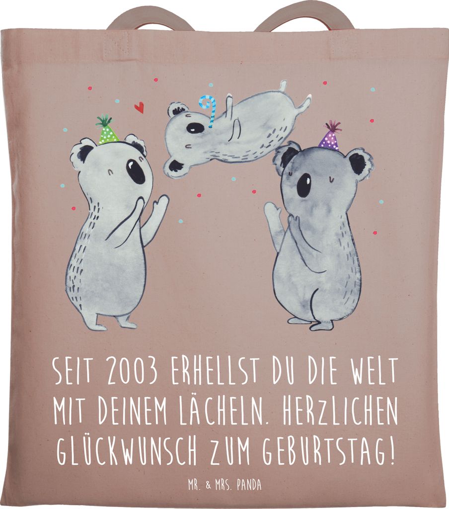 Mr. & Mrs. Panda Beutel 2003 Geburtstag - Braun Pastell - Geschenk, Alter, Einkaufstasche, Tote Bag, Geburtsjahr, Shopping Tasche, Geburtstagsgesch...