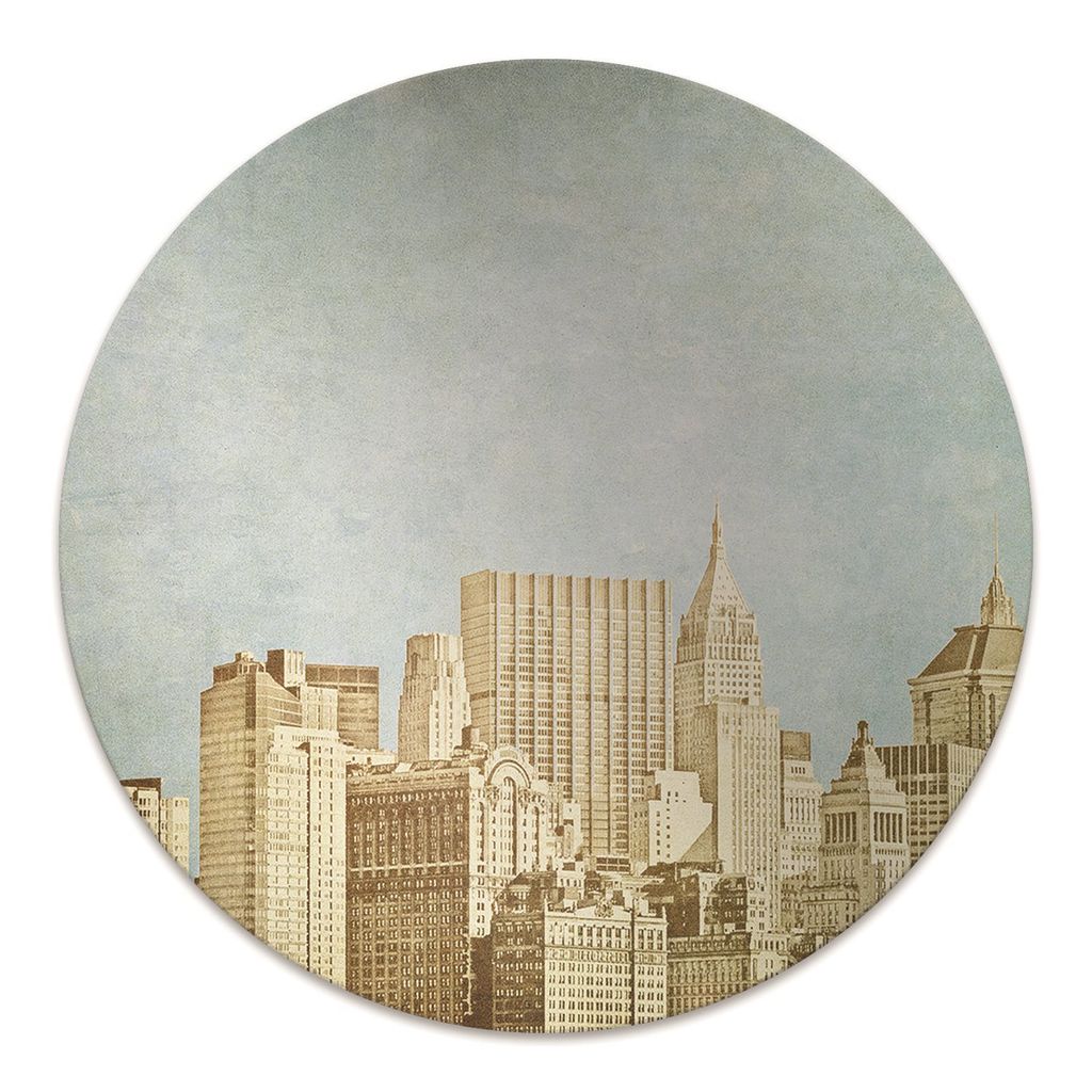 Rundmatte - Stuhlunterlage Bürostuhlunterlage - Rund Ø 100 cm - Bodenmatte - Fußmatte - Manhattan Wolkenkratzer