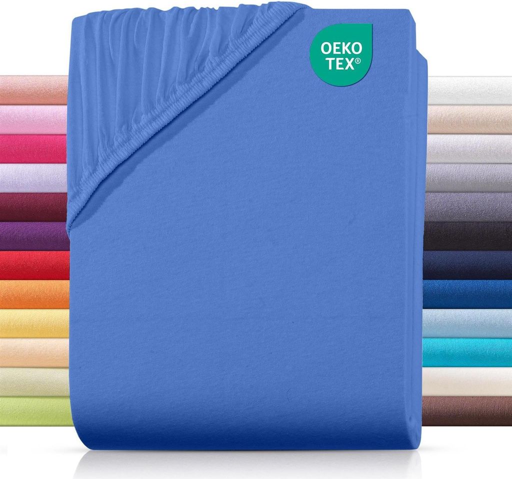 Jersey Spannbettlaken 70x140 cm aus 100% Baumwolle, Baby Bett Bettlaken Royal Blau Uni