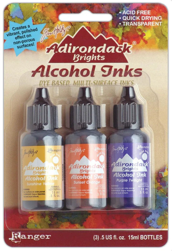 Lot de 3 Encres à Alcool pour Loisirs Créatifs et Mix Media 14 ml