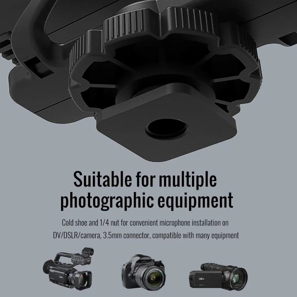 Caméra vidéo pour interviews avec microphone et montage bas ajustable