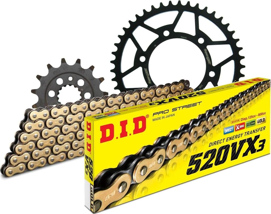 Kit Stahl passend für DUCATI 695 Monster 08-08/696 Monster ... 15-45-108 DID520VX3(G&B) Endlos