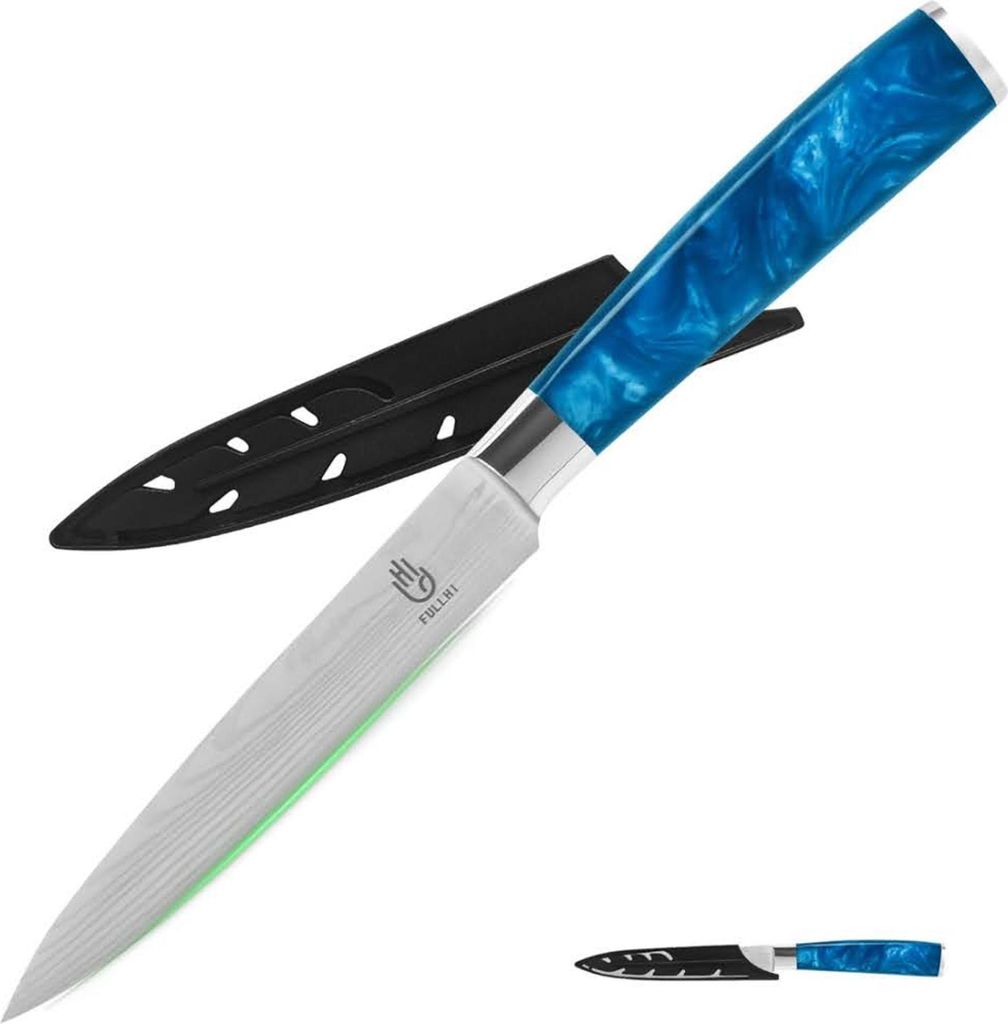 Fullhi Utility Messer, 5 Zoll, Universal Küchenmesser, mehrfarbig, Edelstahl, mit Holzgriff, ideal für präzises Schneiden