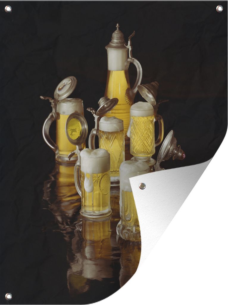 MuchoWow 30x40 cm Outdoor-Poster Gartendeko Sichtschutz Garten Poster für den Garten Traditionelle Bierkrüge