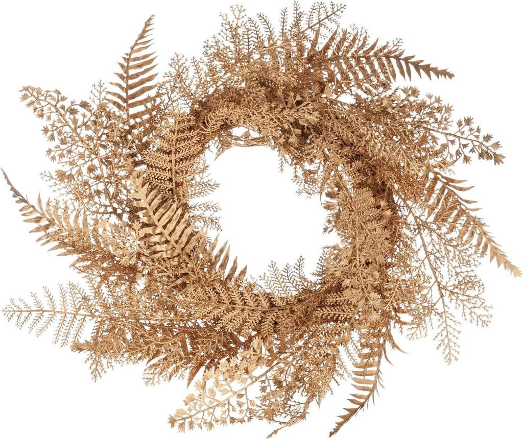 artplants.de Kunst Farnkranz ALASEJA, Gold, Ø45cm - Deko Kranz