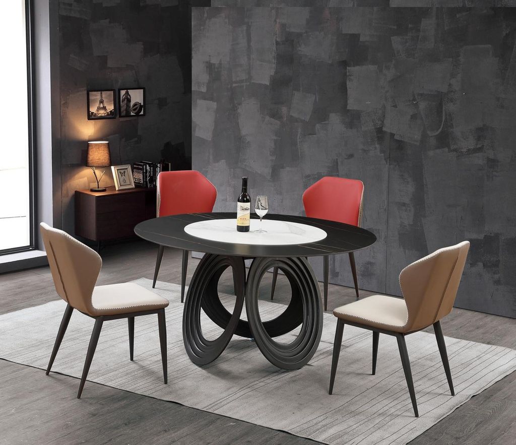 Designer Holz Ess Wohn Zimmer Set Tisch 4x Lehn Stühle Set Garnitur Polster 5tlg