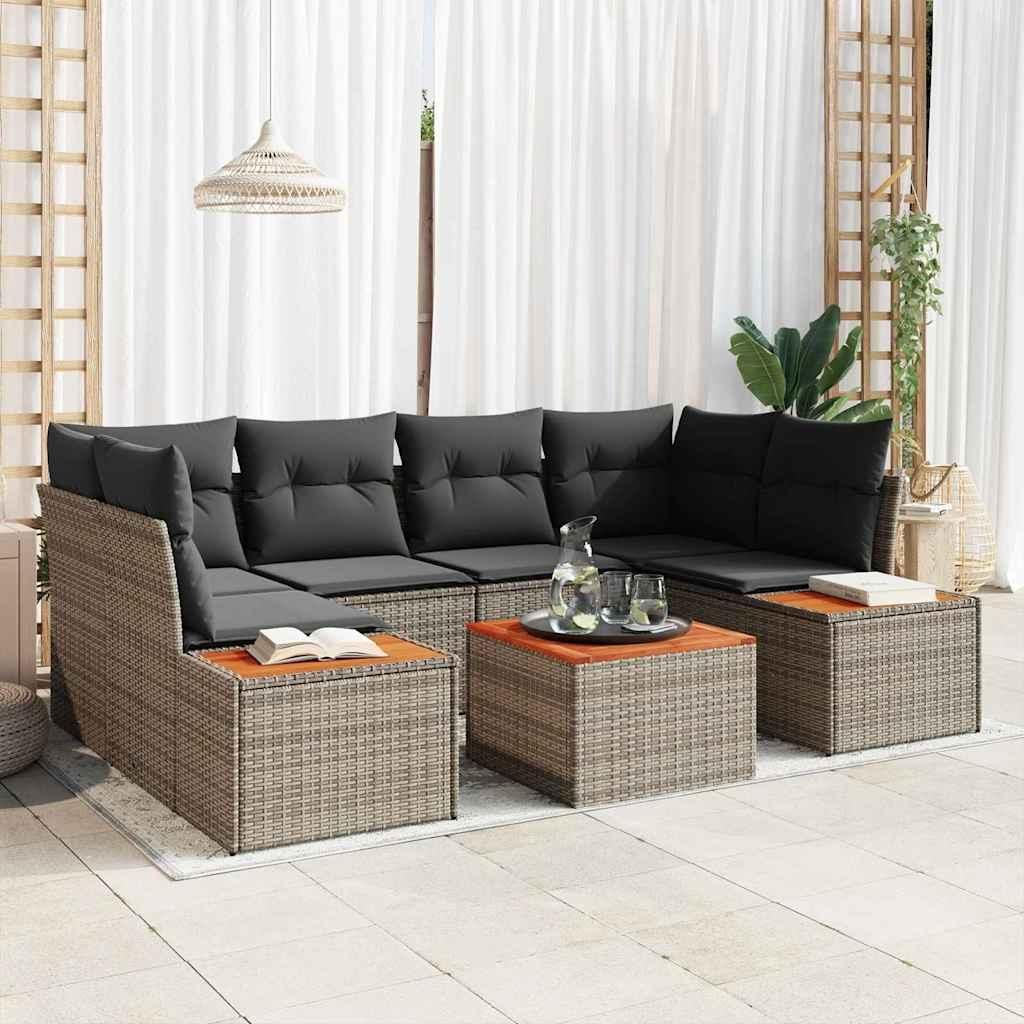 Maison Exclusive - Gartensofa-set mit Kissen 6 pcs Grau Poly Rattan