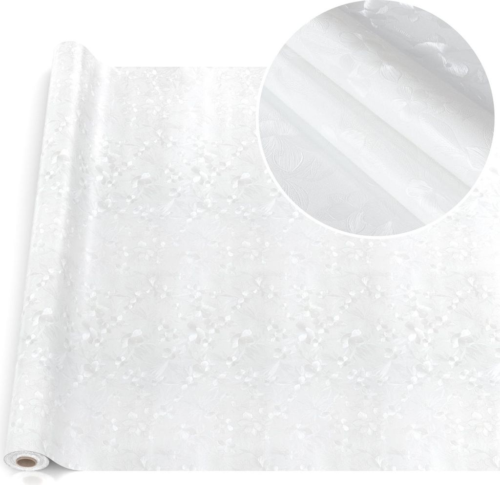 Tischdecke Wachstuchtischdecke Gartentischdecke Wachstischdecke Blumen Weiß Wasserabweisend Breite 140 cm Länge 350 cm mit Schnittkante