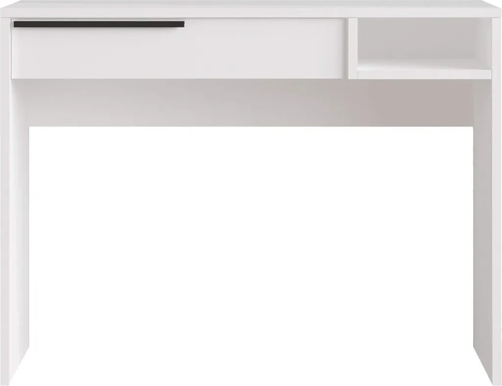 Petit bureau pour télétravail blanc et métal Boyum 100 cm gain de place