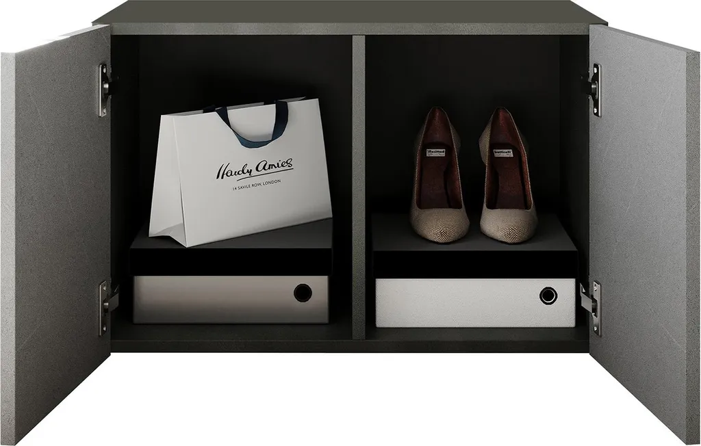Banc de Rangement Chaussures Scorrano Gris - Meuble d'entrée Design 63cm
