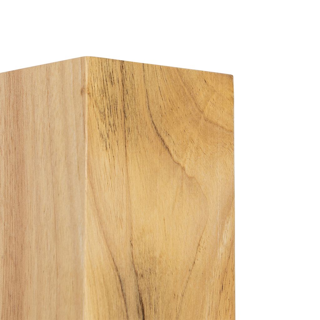 Qazqa Stronk Tischlampe – Landhaus-Design, Schwarz/holz, E27, Dimmbar, 55,4 Cm Hoch