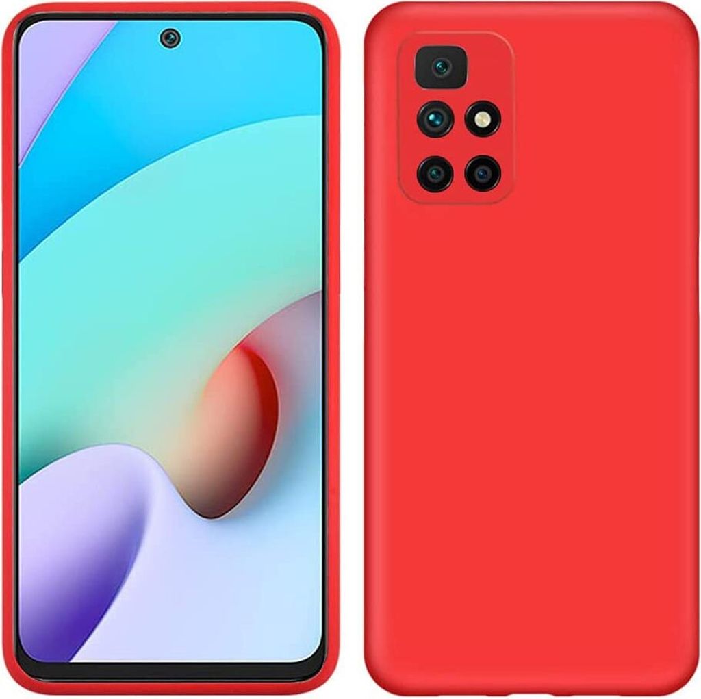 Redmi 10 Hülle, Flüssig Silikon Weich Gummi Schutzhülle für Xiaomi Redmi 10 Rot