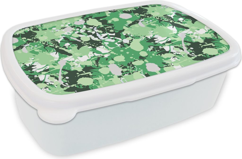 KitchenYeah Lunchbox Brotzeit Brotdose 17x11 cm Muster - Grün - Camouflage Kinder Brotzeitdose - Lunch Box - Kinder - Sandwich-Box - Schulbox - ...