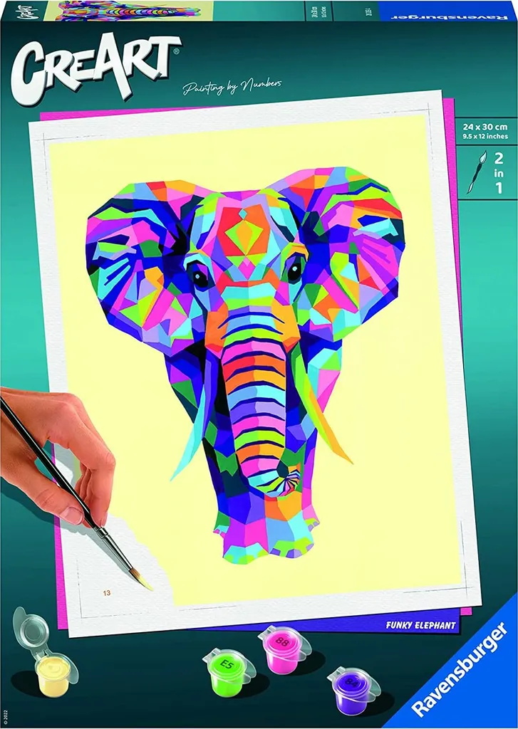 Tableau de Peinture par Numéro Éléphant Génial CreArt pour Loisirs