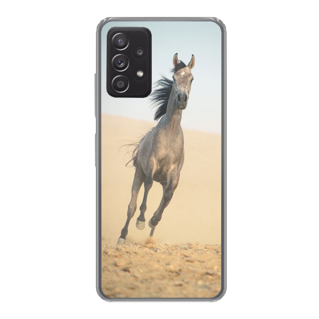 MuchoWow Handyhülle Schutzhülle Hülle für Samsung Galaxy A53 5G Pferd - Sand - Wüste Silikon Softcase Handy Hülle - Schutzabdeckung