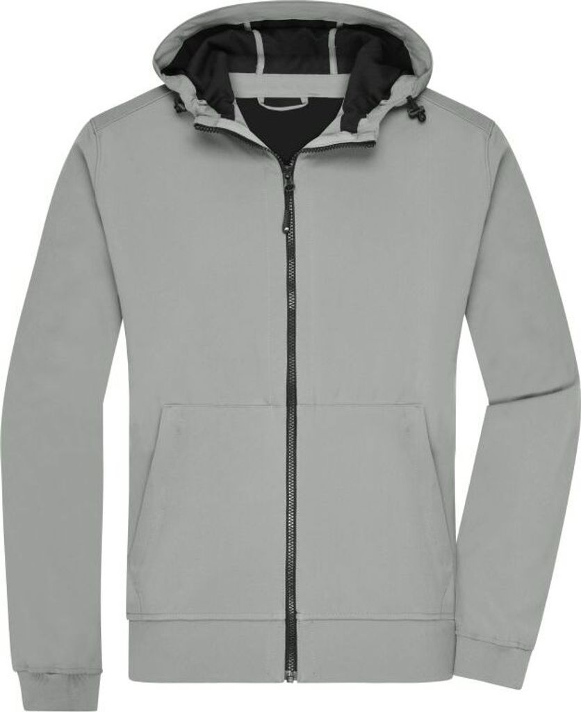Softshelljacke mit Kapuze im sportlichen Design light-grey/black, Gr. XXL