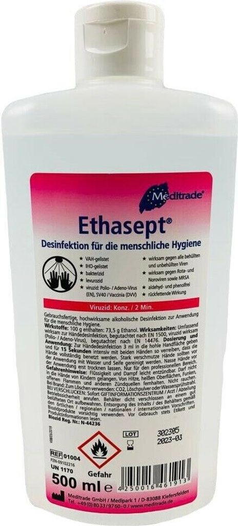 18x Meditrade® 1004 Dezinfekční prostředek Ethasept® 500,0 Obrázek produktu 