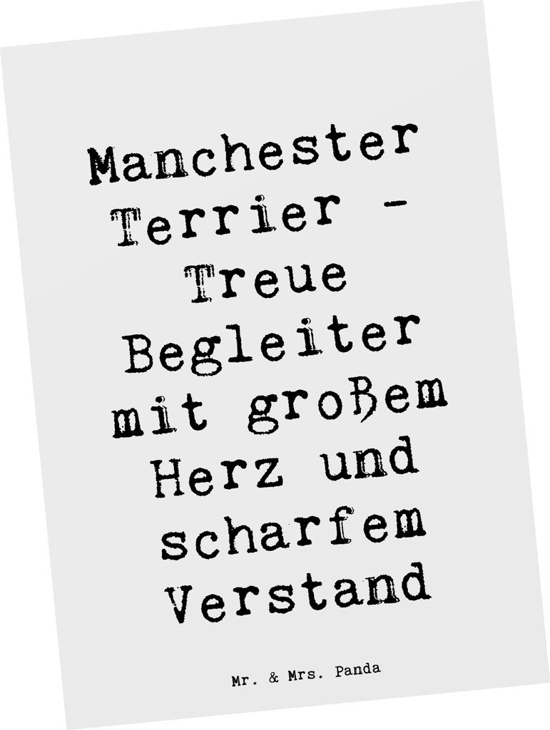 Mr. & Mrs. Panda Postkarte Spruch Manchester Terrier Begleiter - Weiß - Geschenk, Postkarten, sozialer Hund, intelligenter, scharfer Verstand, Hun...