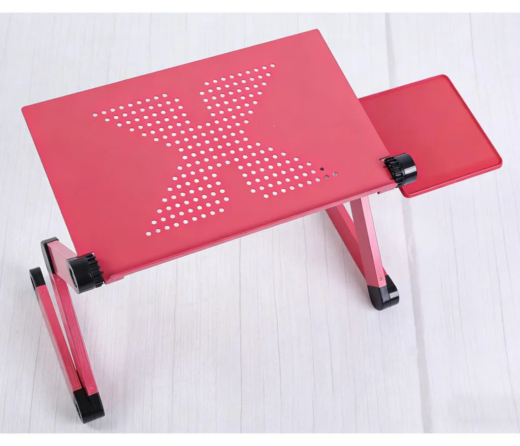 Support de Table pour Ordinateur Portable Ventilé Pliable Rouge