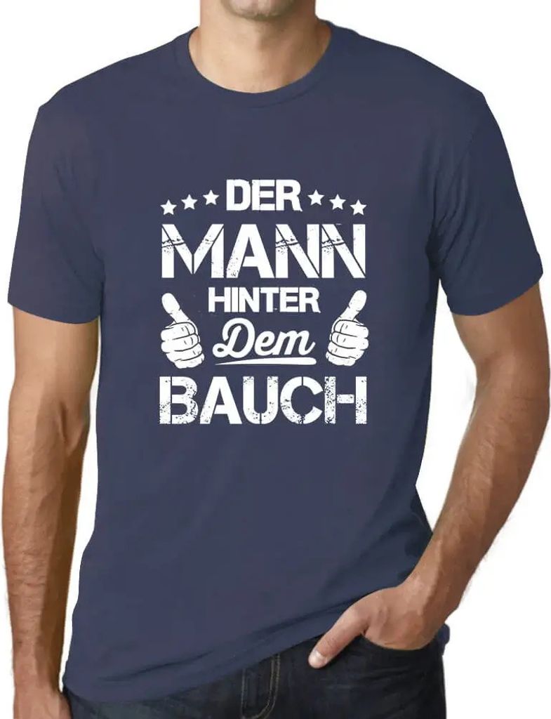 Herren Grafik T-Shirt Der Mann Hinter Dem Bauch Öko-Verantwortlich Vintage Jahrgang Kurzarm Lustige Druck Geburtstag Geschenk Mann