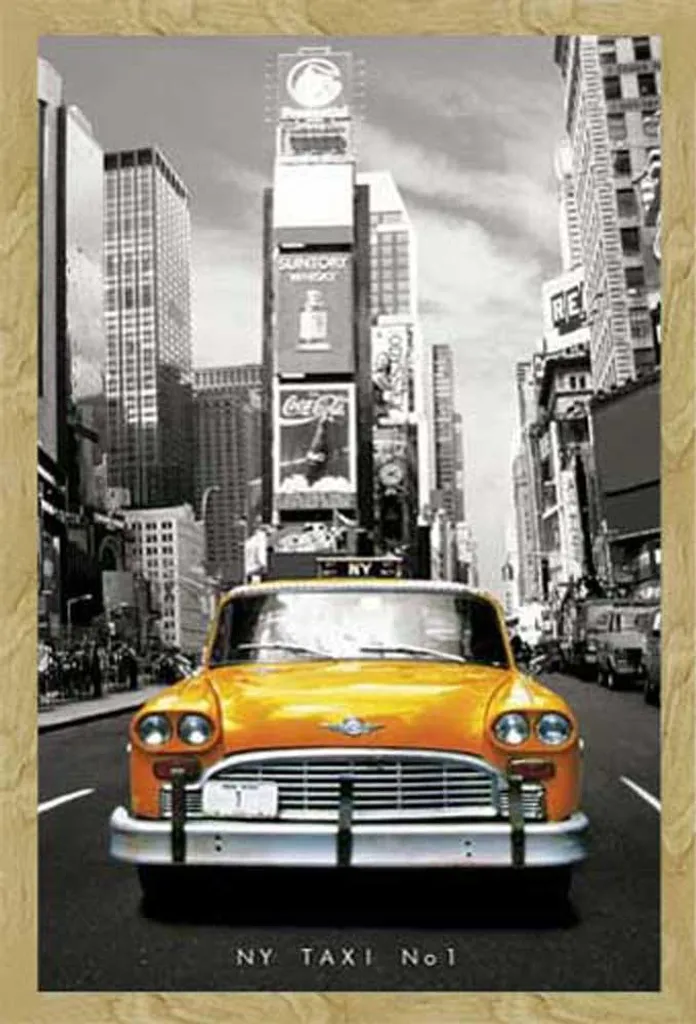 Poster Artistico New York Yellow Cab No.1 + Cornice Faggio Shinsuke