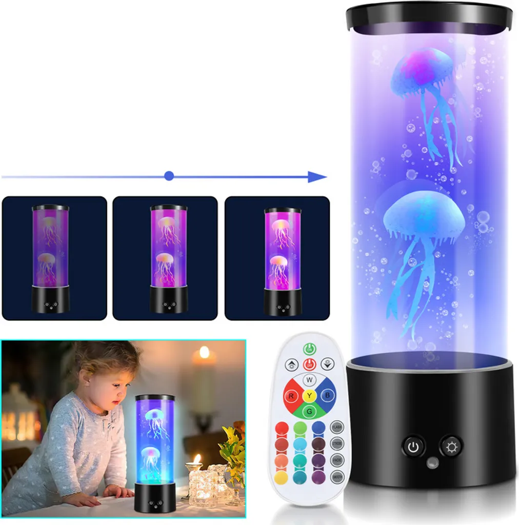 Jiubiaz Lampada Medusa LED RGB - Luce Notturna Lava per Ufficio Relax