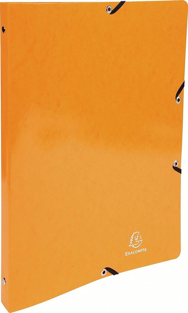 A close-up, studio shot of an orange ring binder.