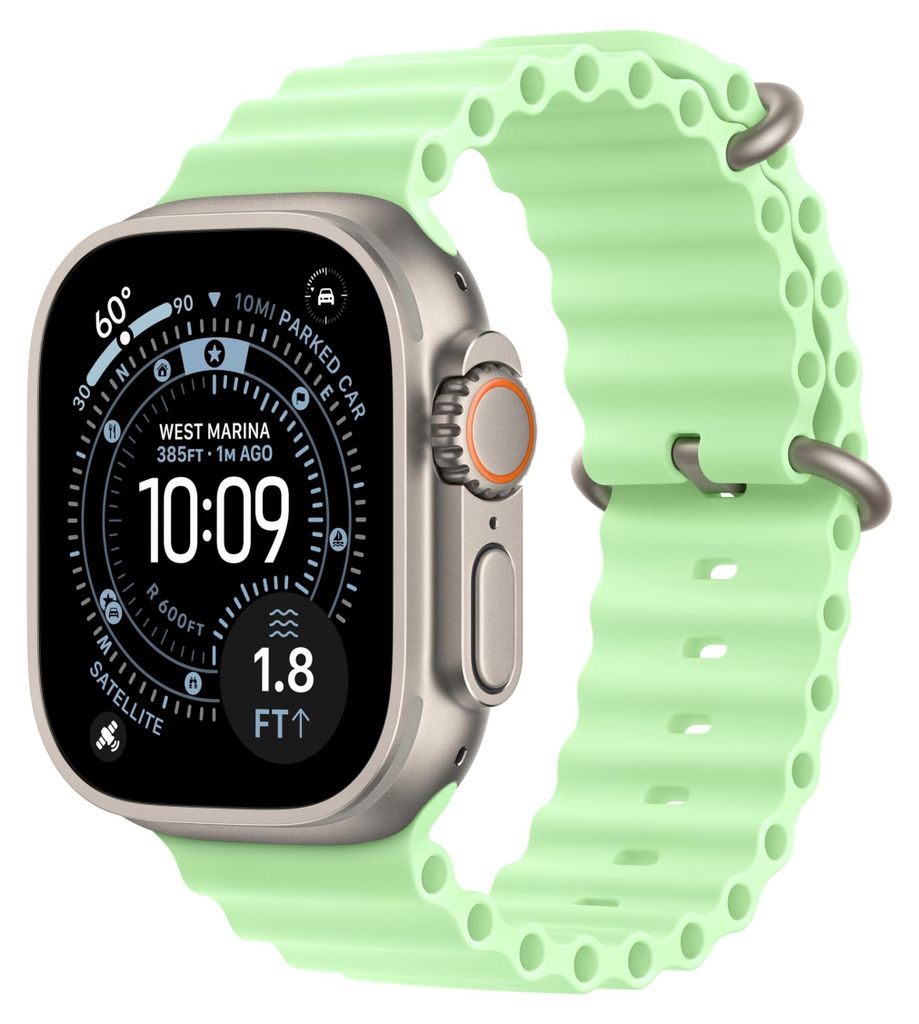 49 mm neon groene oceaanband - natuurlijke titanium Productafbeelding 