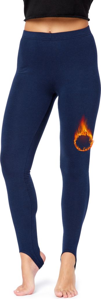 Bellivalini Damen Thermo Leggings Gefüttert mit Fußschlaufe für Winter Warme Apre Ski BLV50-321 (Marineblau, L)