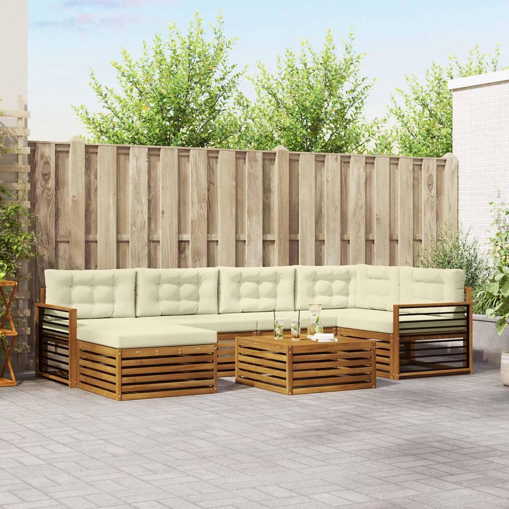 (Robust Möbel)Outdoor-Sofagarnitur - CLORIS - Balkonmöbe/Sitzgruppe - mit Kissen 7 pcs - Moderne Design - Natur und Creme - Gartensofas NeuM...