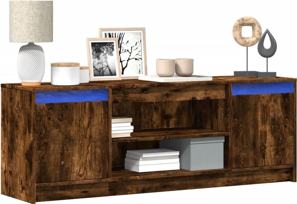 Möbel TV-Schrank mit LED-Beleuchtung Räuchereiche 139,5x34x50 cm - TV-Schränke 852198