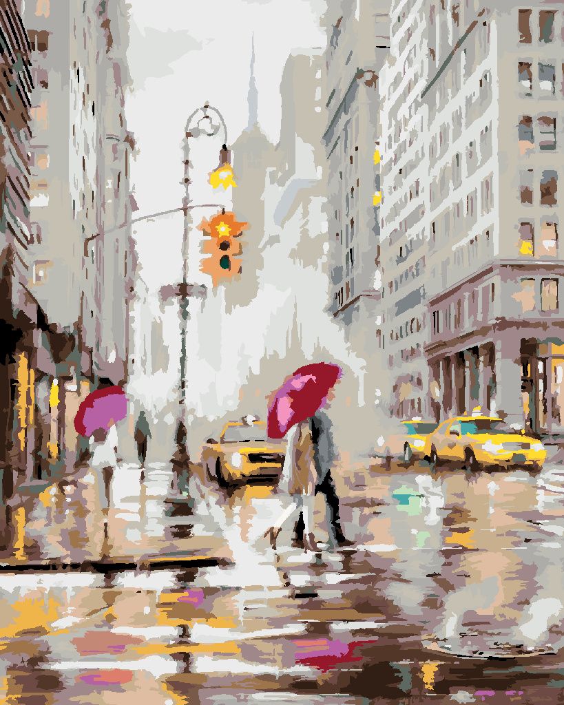 Zuty - Malen nach Zahlen - PÄRCHEN AM FUßGÄNGERÜBERGANG IN NEW YORK (RICHARD MACNEIL), 40x50 cm, mit Keilrahmen (bereits gespannt)