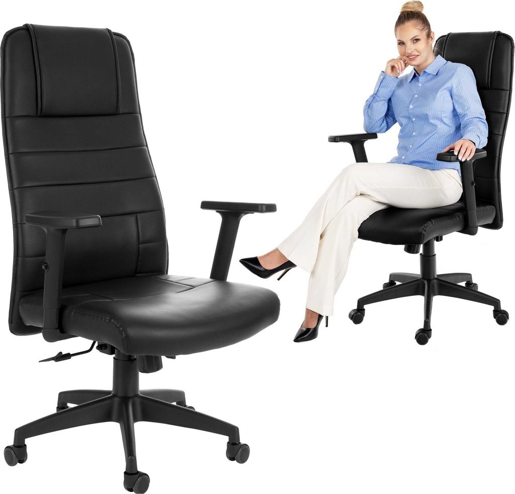 di volio Bürostuhl Adelo Schwarz, ergonomischer Schreibtischstuhl mit Höhenverstellung, max. Körpergewicht 150 kg, Chefsessel auf Lenkrollen