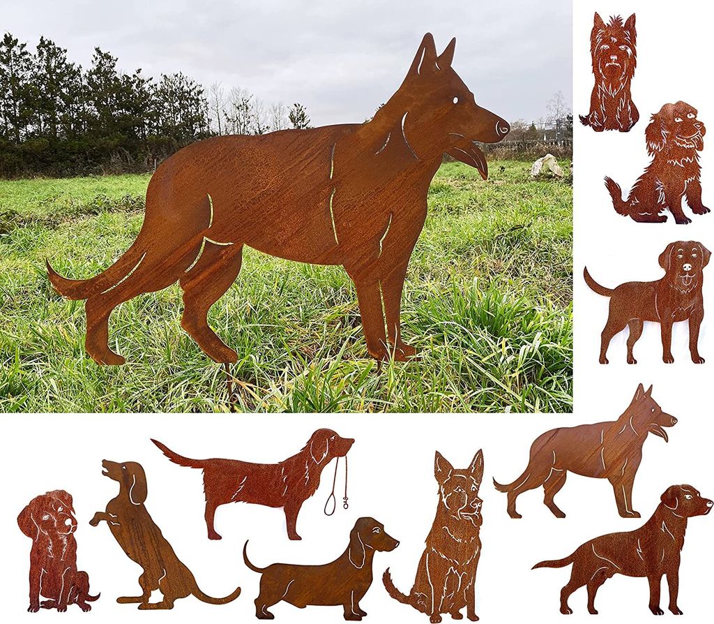 Gartenfigur Hund Schäferhund stehend 57x80cm Gartenstecker Produktbild 